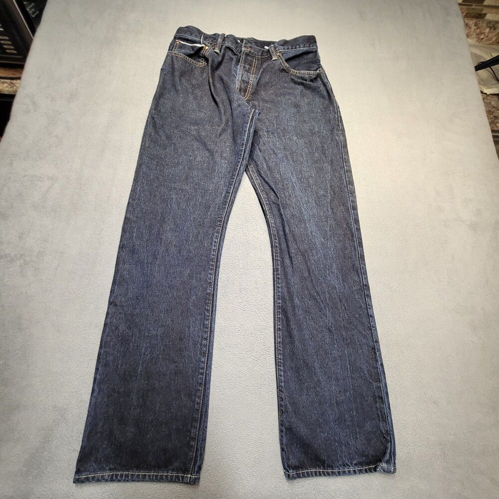 Gap 1969 Jeans Mens 30x30 Blue Straight Leg Selvedge Distressed Rigid Denim